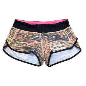 Lululemon 4 Way Tiger Water Black Orange Printed Run Speed Shorts Size 8